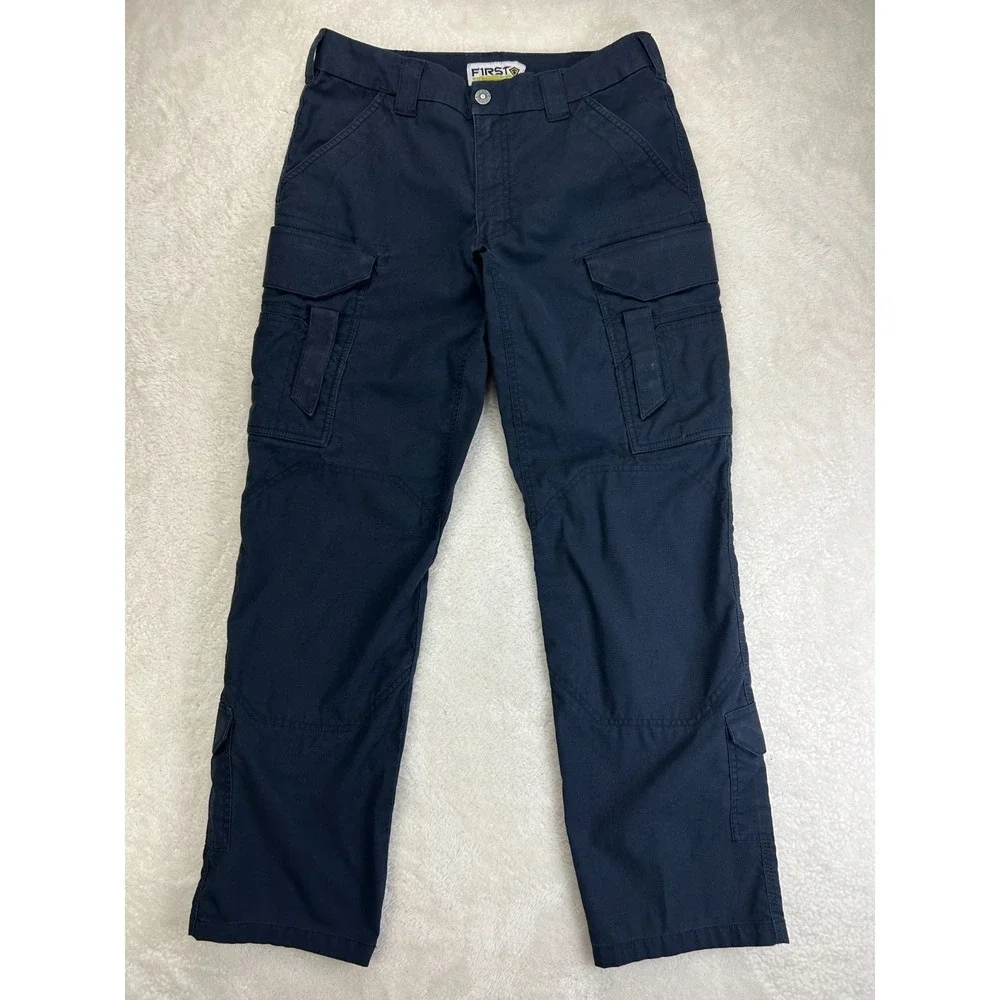 First Tactical Cargo Pants Mens 32x32 Navy Blue Logo Utility Pocket Comfort